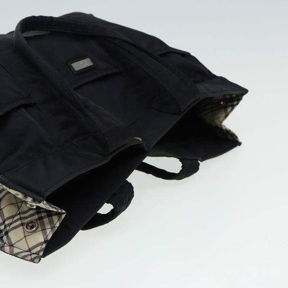 BURBERRY Nova Check Blue Label Hand Bag Nylon Black Beige Auth hk1390 - Picture 6 of 16